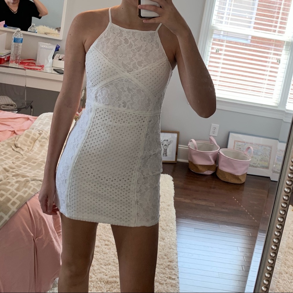 topshop white eyelet bodycon dress
